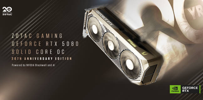 ZOTAC GAMING launches RTX 5080 SOLID CORE OC 20th Anniversary Edition with titanium finish and magnetic backplate