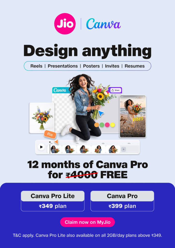 Use a Jio SIM with 2GB daily data or more? You can get Canva Pro ...