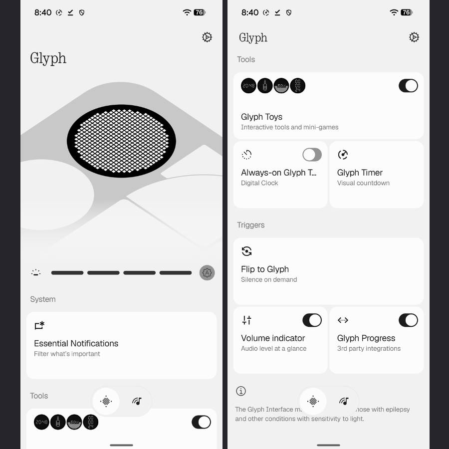 Separate panel in light mode